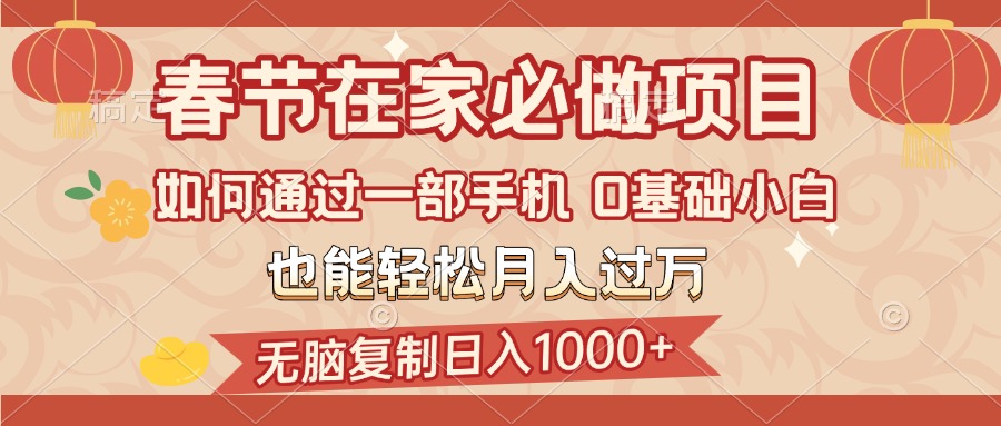 春节在家如何通过一部手机，无脑复制日入1000+，0基础小白也能轻松月入过万-翌晨科技网