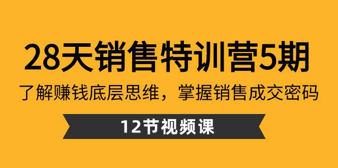 28天·销售特训营5期：了解赚钱底层思维，掌握销售成交密码（12节课）-翌晨科技网
