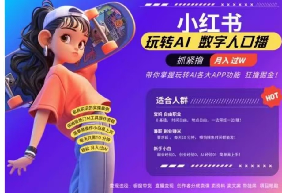 小红书数字人暴力起号,AI改写文案,流量火爆月入破W轻松拿捏,再也不用费劲录口播-翌晨科技网
