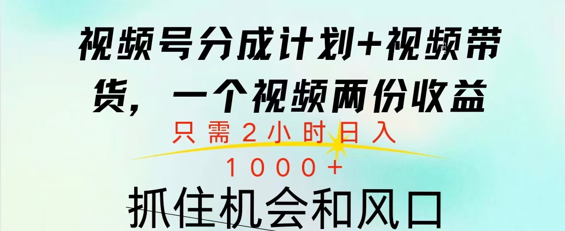 视频号橱窗带货, 10分钟一个视频, 2份收益,日入1000+-翌晨科技网