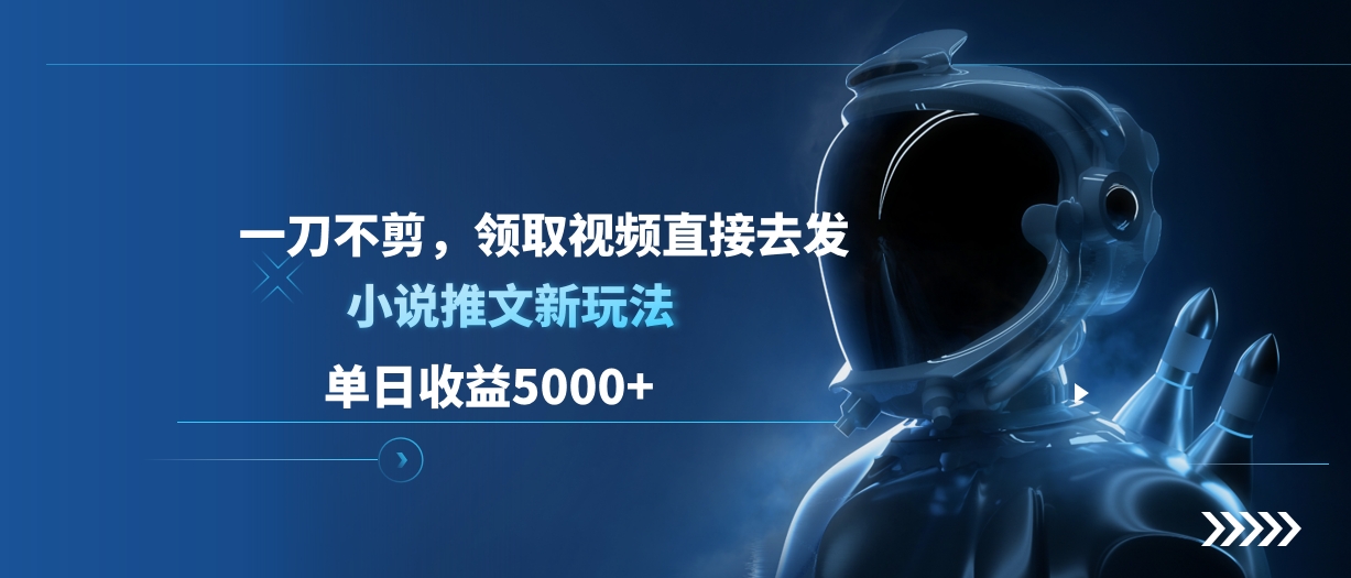 单日收益5000+，小说推文新玩法，一刀不剪，领取视频直接去发-翌晨科技网