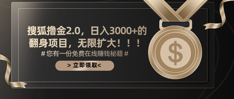 搜狐撸金2.0，日入3000+，可无限扩大的翻身项目。-翌晨科技网
