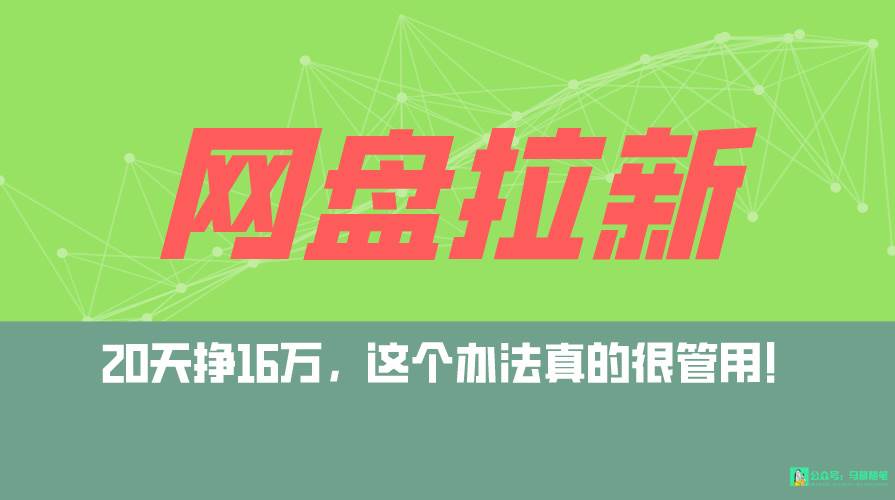 网盘拉新+私域全自动玩法,0粉起号,小白可做,当天见收益,已测单日破5000-翌晨科技网
