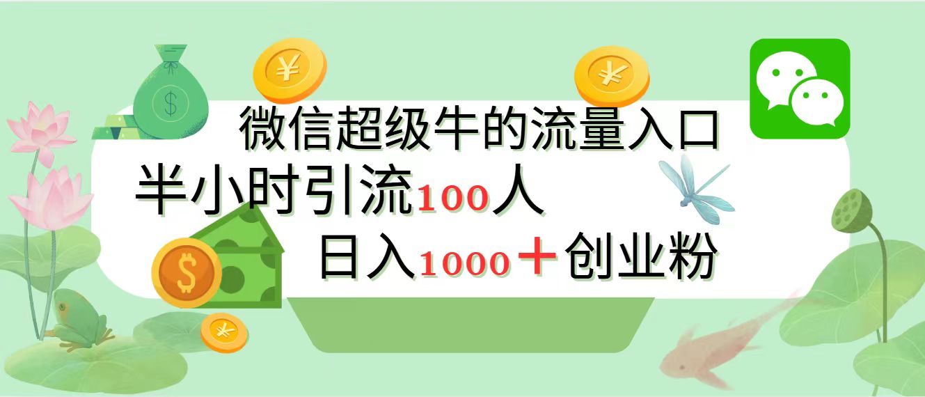 新的引流变现阵地，微信超级牛的流量入口，半小时引流100人，日入1000+创业粉-翌晨科技网