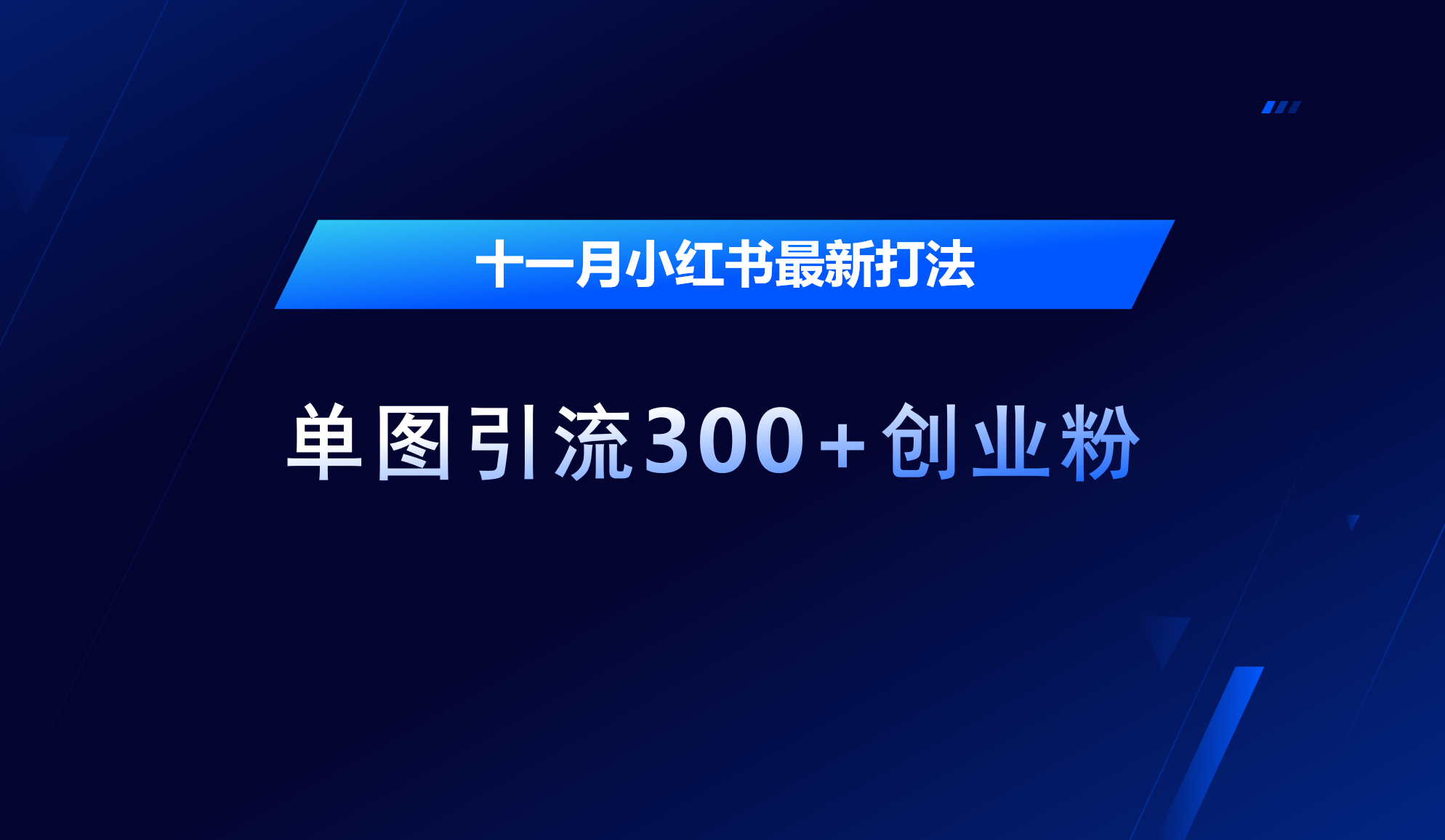 十一月，小红书最新打法，单图引流300+创业粉-翌晨科技网