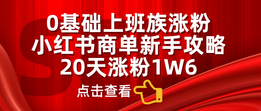 小红书商单新手攻略,20天涨粉1.6w,0基础上班族涨粉-翌晨科技网