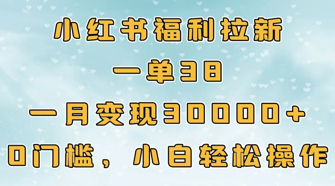 小红书福利拉新，一单38，一月30000＋轻轻松松，0门槛小白轻松操作-翌晨科技网