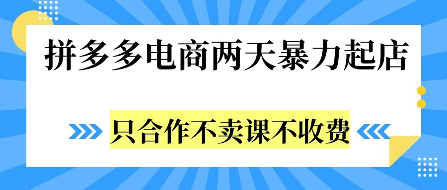 拼多多两天暴力起店，只合作不卖课不收费-翌晨科技网