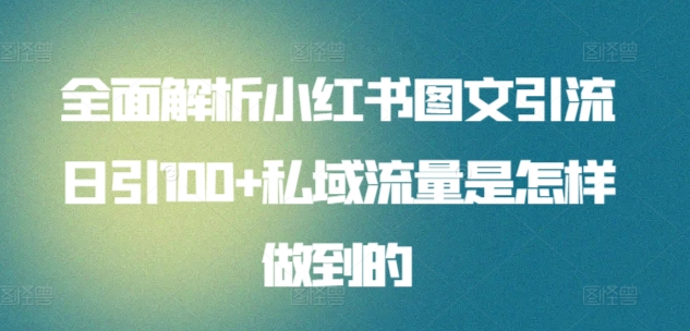 全面解析小红书图文引流日引100私域流量是怎样做到的-翌晨科技网