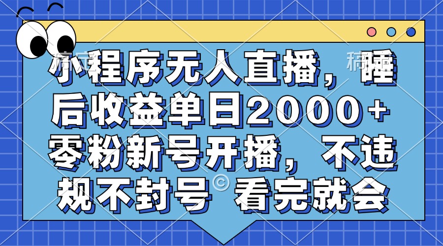 小程序无人直播,睡后收益单日2000+ 零粉新号开播,不违规不封号 看完就会-翌晨科技网