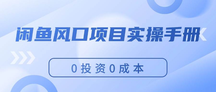 闲鱼风口项目实操手册，0投资0成本，让你做到，月入过万，新手可做-翌晨科技网