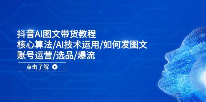 抖音AI图文带货教程:核心算法/AI技术运用/如何发图文/账号运营/选品/爆流-翌晨科技网