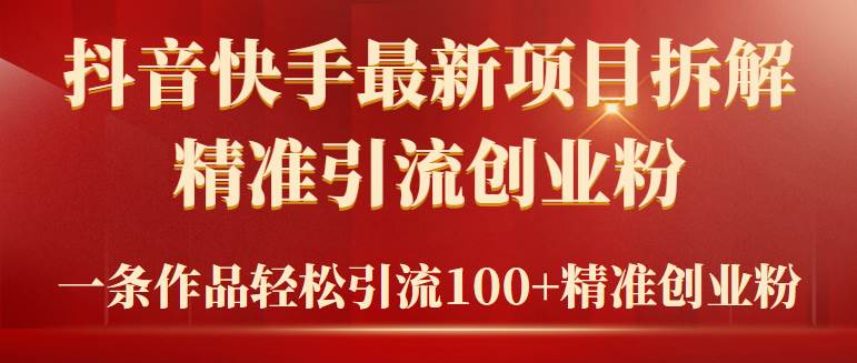 2024年抖音快手最新项目拆解视频引流创业粉,一天轻松引流精准创业粉100+-翌晨科技网
