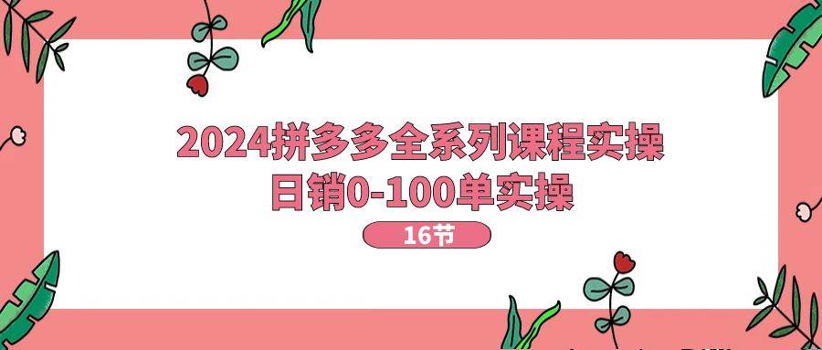 2024拼多多全系列课程实操，日销0-100单实操【16节课】-翌晨科技网