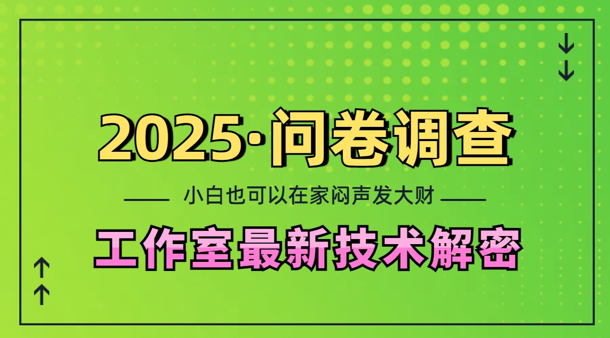 2025《问卷调查》最新工作室技术解密：一个人在家也可以闷声发大财，小白一天200+，可矩阵放大-翌晨科技网