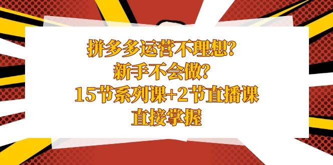 拼多多运营不理想？新手不会做？15节系列课+2节直播课，直接掌握-翌晨科技网