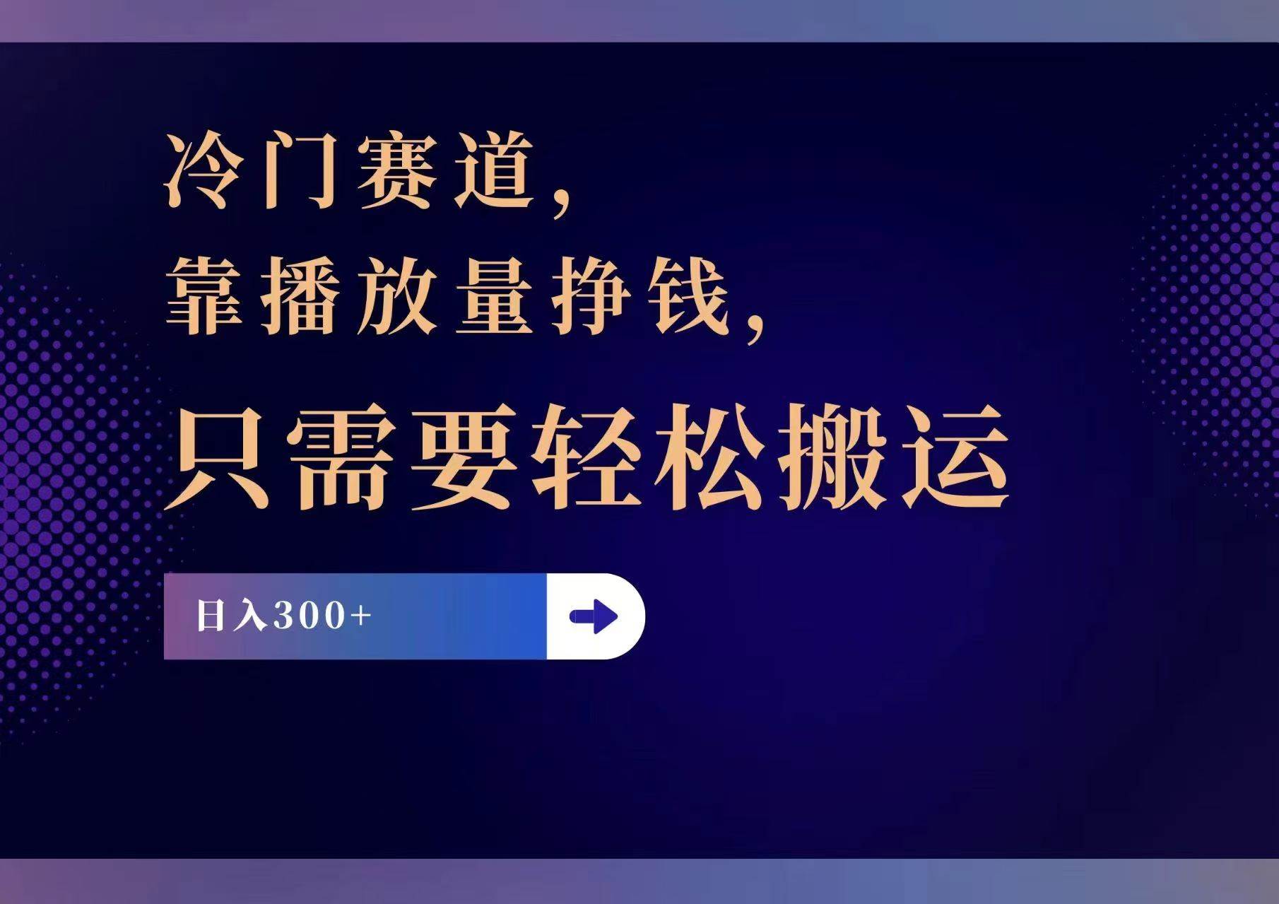 冷门赛道，靠播放量挣钱，只需要轻松搬运，日赚300+-翌晨科技网