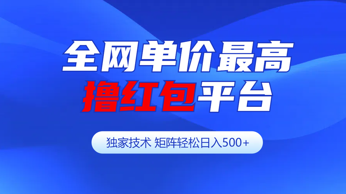 全网公认单价最高撸红包平台-矩阵轻松日入500+-翌晨科技网