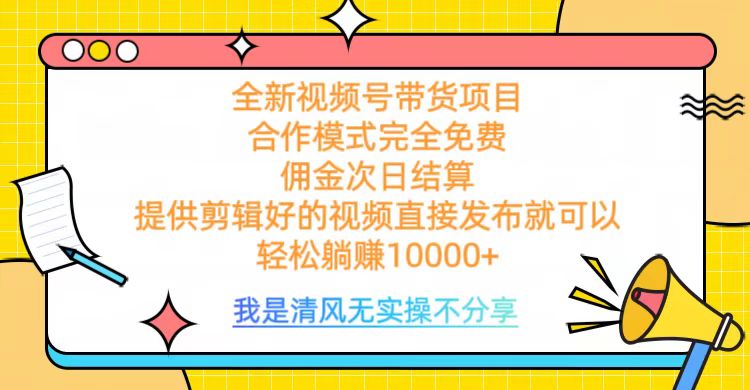 全网最新视频号带货，完全免费合作，佣金次日结算，轻松躺赚10000+-翌晨科技网