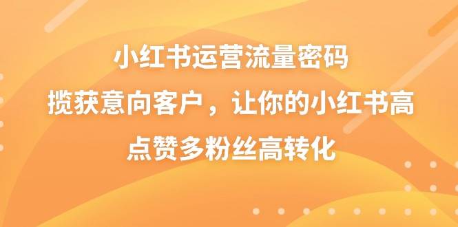 小红书运营流量密码，揽获意向客户，让你的小红书高点赞多粉丝高转化-翌晨科技网