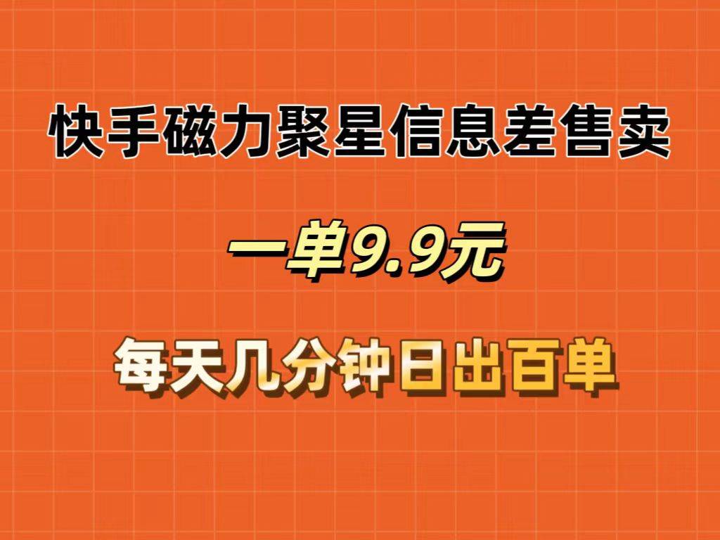 快手磁力聚星信息差售卖，一单9.9.每天几分钟，日出百单-翌晨科技网