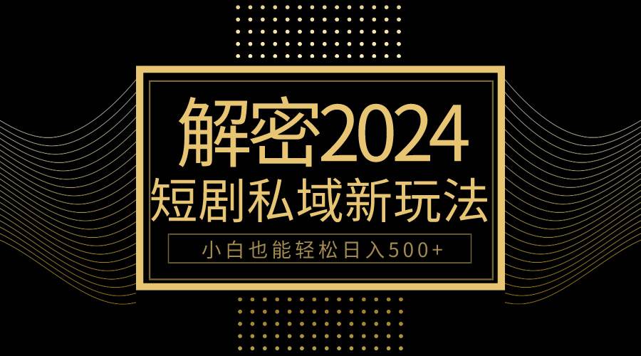 10分钟教会你2024玩转短剧私域变现，小白也能轻松日入500+-翌晨科技网