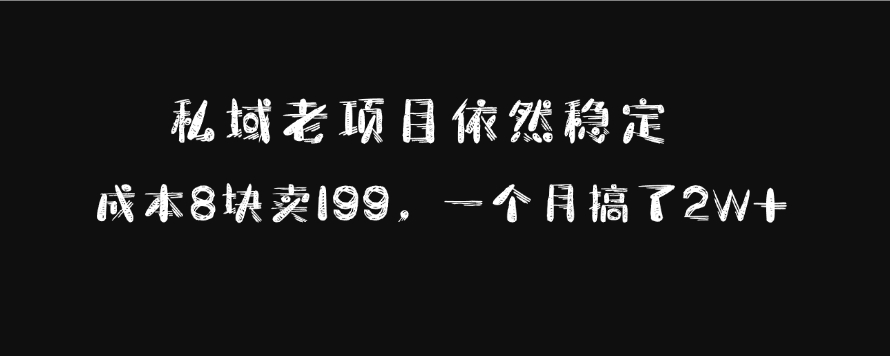 私域老项目依然稳定，成本8块卖199，一个月搞了2W+-翌晨科技网