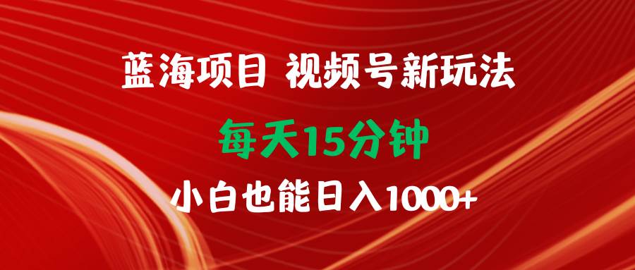 蓝海项目视频号新玩法 每天15分钟 小白也能日入1000+-翌晨科技网