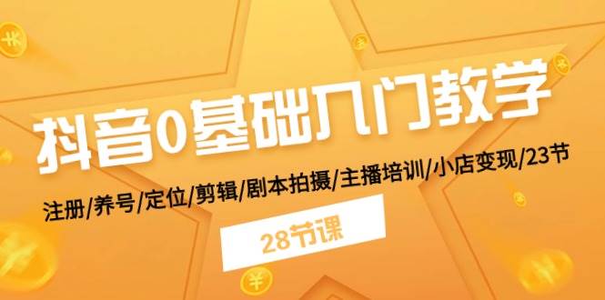 抖音0基础入门教学 注册/养号/定位/剪辑/剧本拍摄/主播培训/小店变现/28节-翌晨科技网
