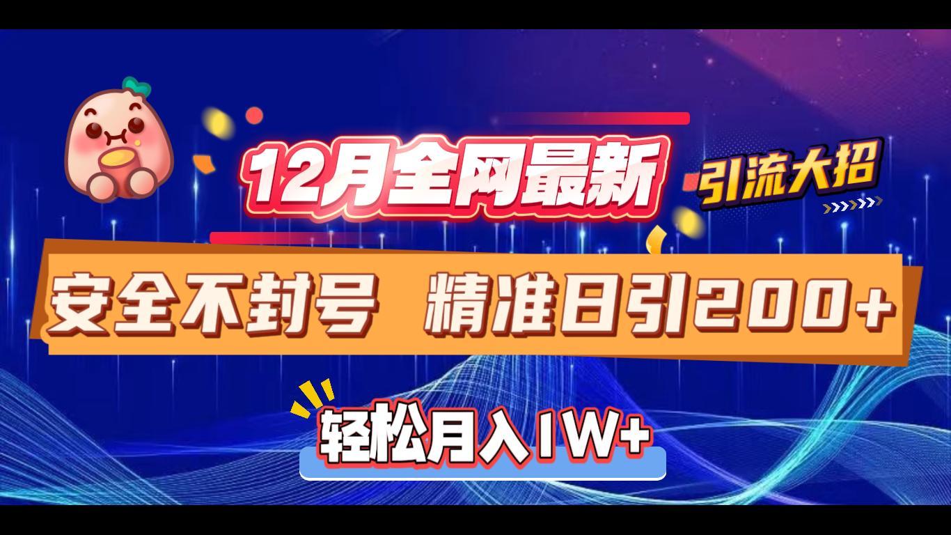 12月全网最新引流大招 安全不封号 日引精准粉200+-翌晨科技网