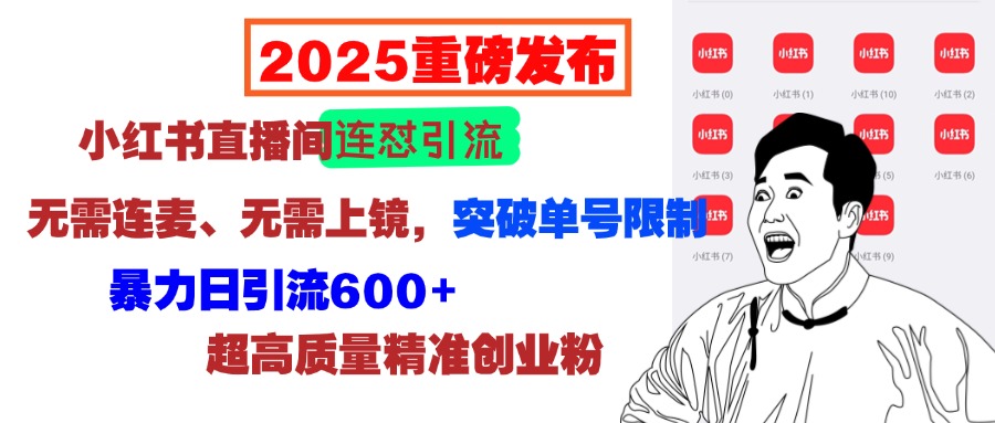 2025重磅发布：小红书直播间连怼引流，无需连麦、无需上镜，突破单号限制，暴力日引流600+超高质量精准创业粉-翌晨科技网
