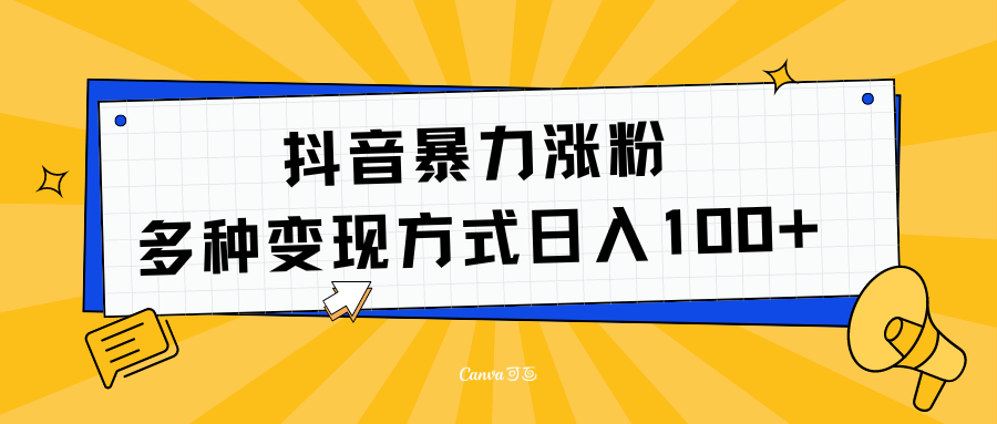 抖音暴力涨粉：多方式变现 日入100+-翌晨科技网