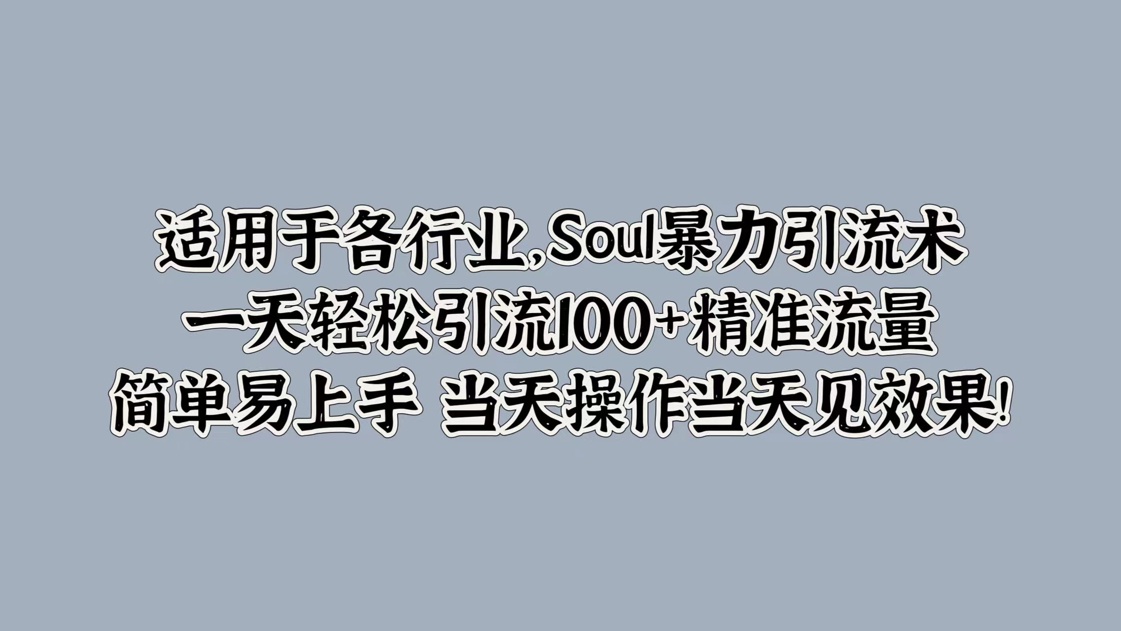 适用于各行业，Soul暴力引流术，一天轻松引流100+精准流量，简单易上手 当天操作当天见效果!-翌晨科技网