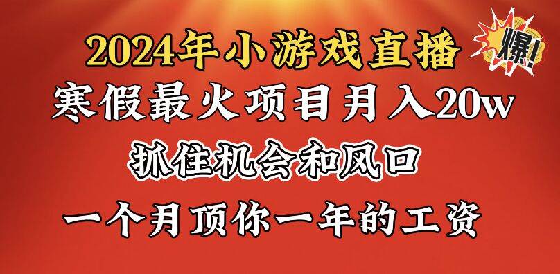 2024年寒假爆火项目,小游戏直播月入20w+,学会了之后你将翻身-翌晨科技网