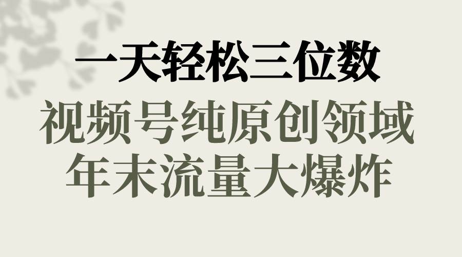 一天轻松三位数，视频号纯原创领域，春节童子送祝福，年末流量大爆炸-翌晨科技网