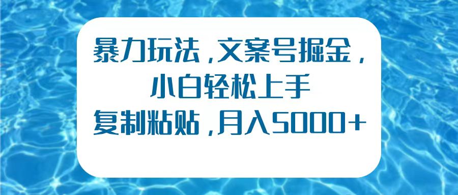 暴力玩法,文案号掘金,小白轻松上手,复制粘贴,月入5000+-翌晨科技网