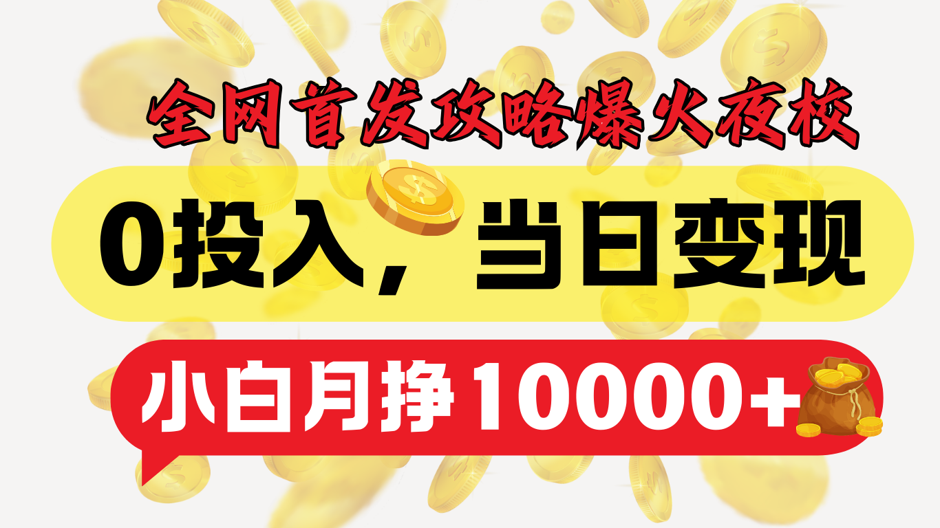 全网首发!爆火夜校,0投入,当日变现,小白轻松月入1w+-翌晨科技网