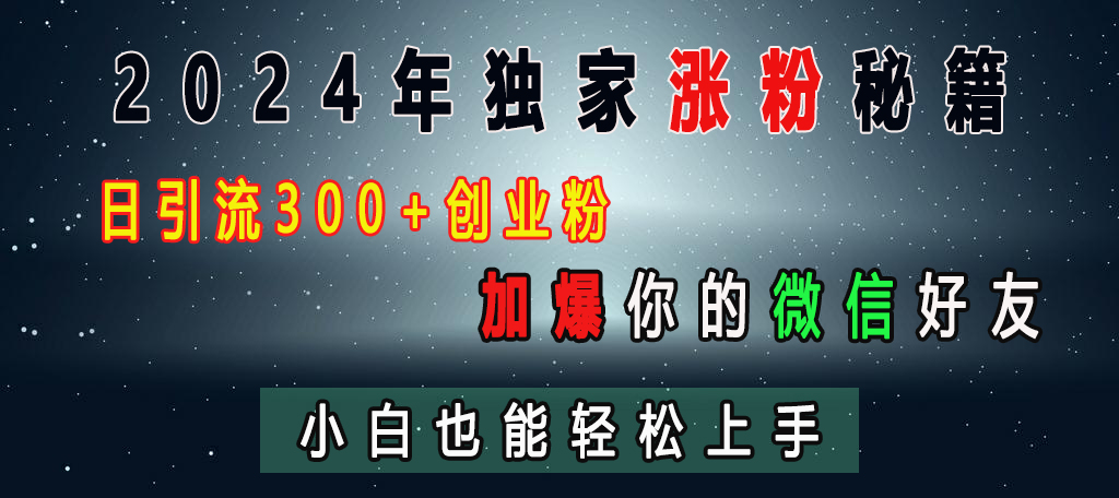 2024年独家涨粉秘籍，日引流300+创业粉，加爆你的微信好友，小白也能轻松上手-翌晨科技网