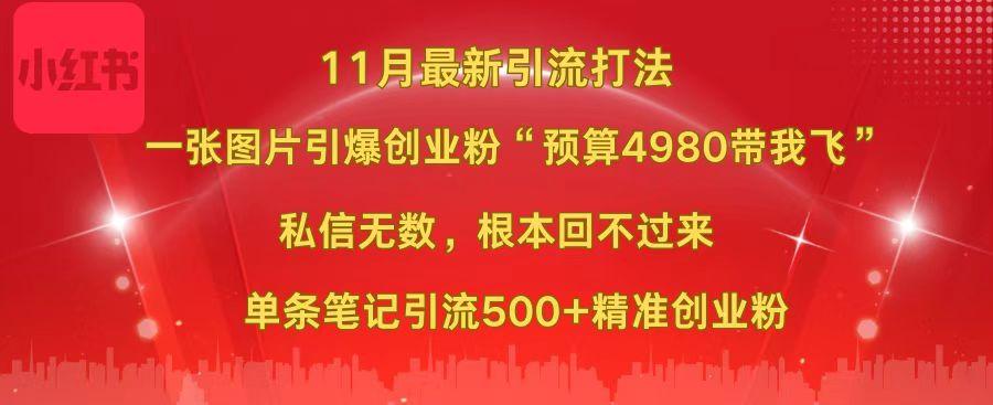 小红书11月最新图片打法，一张图片引爆创业粉“预算4980带我飞”，私信无数，根本回不过来，单条笔记引流500+精准创业粉-翌晨科技网