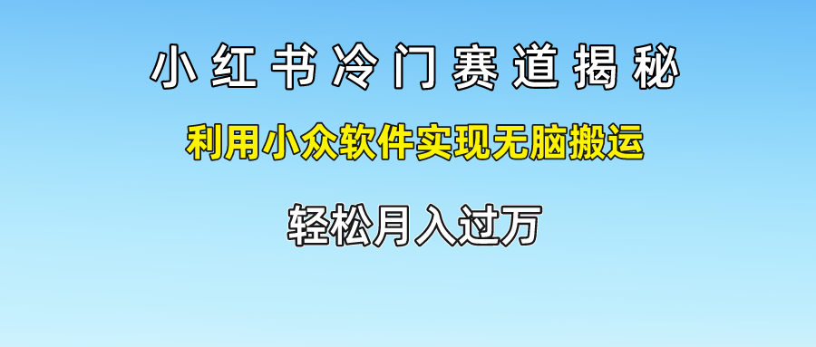小红书冷门赛道揭秘,轻松月入过万，利用小众软件实现无脑搬运，-翌晨科技网