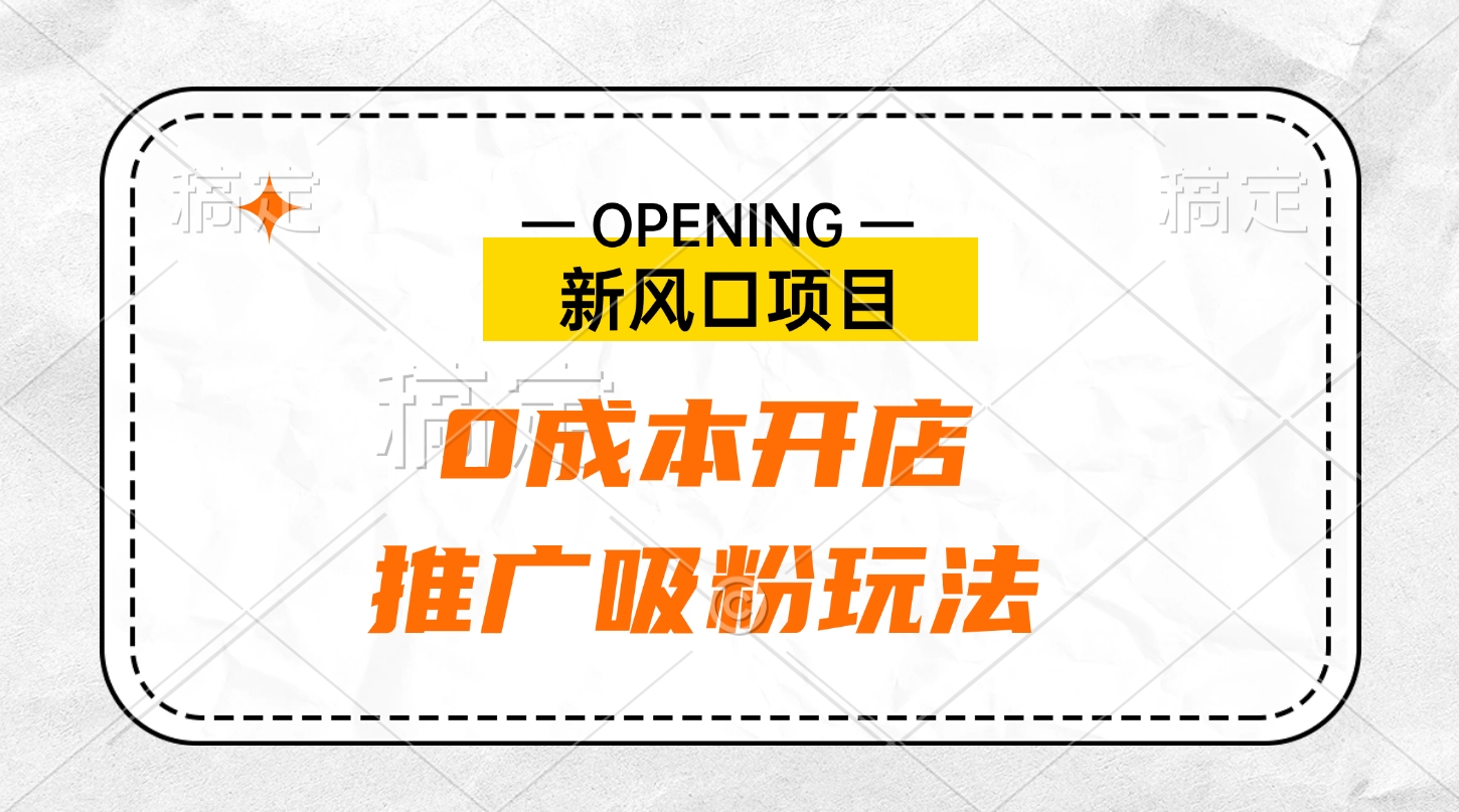 新风口项目、0成本开店、推广吸粉玩法-翌晨科技网