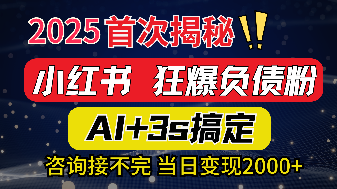 2025引流天花板：最新小红书狂暴负债粉思路，咨询接不断，当日入2000+-翌晨科技网