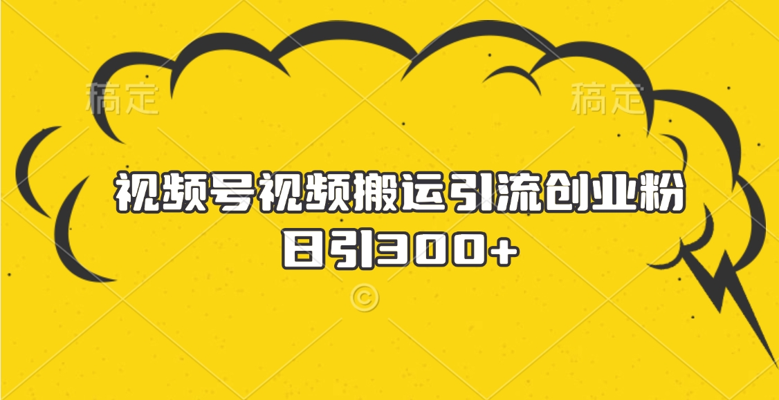 视频号视频搬运引流创业粉，日引300+-翌晨科技网