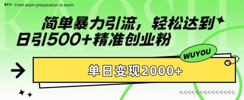 简单暴力引流轻松达到日引500+精准创业粉，单日变现2k【揭秘】-翌晨科技网