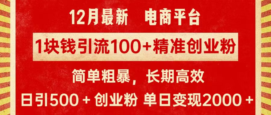 拼多多淘宝电商平台1块钱引流100个精准创业粉，简单粗暴高效长期精准，单人单日引流500+创业粉，日变现2000+-翌晨科技网