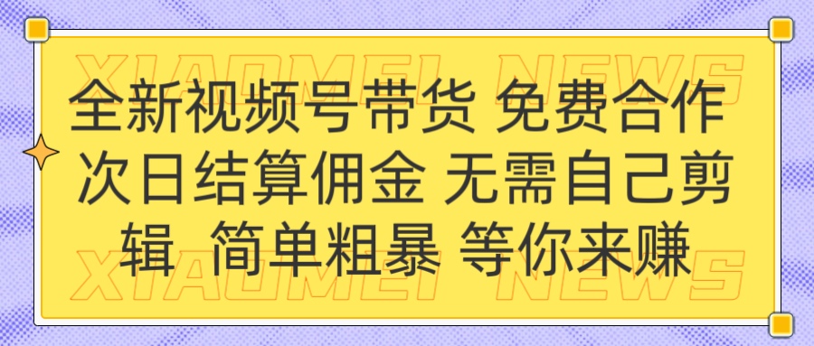 全新视频号 免费合作 佣金次日结算 无需自己剪辑-翌晨科技网