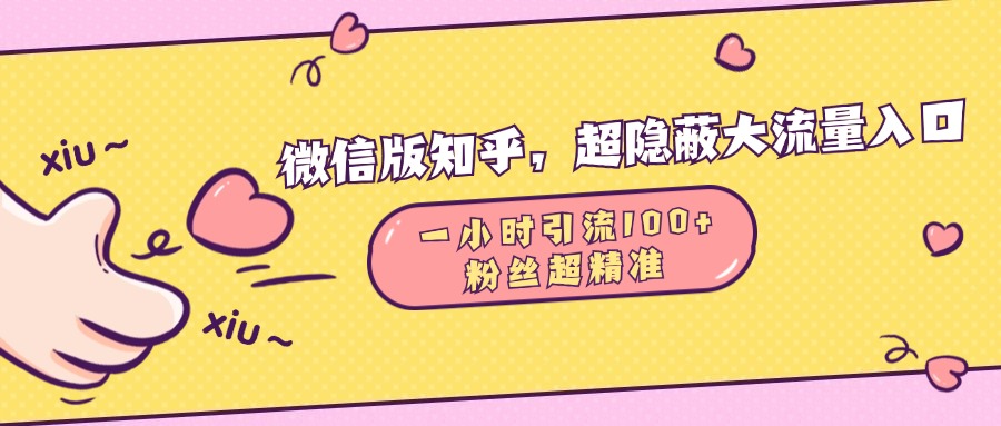 微信版知乎,超隐蔽流量入口,一小时引流100人,粉丝质量超高-翌晨科技网