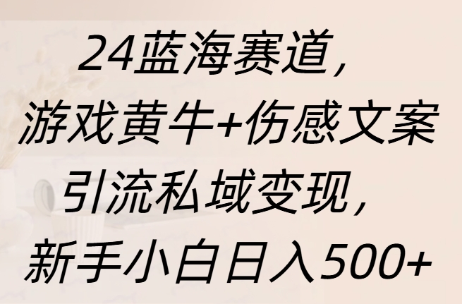 24蓝海赛道，游戏黄牛+伤感文案引流私域变现，新手日入500+-翌晨科技网