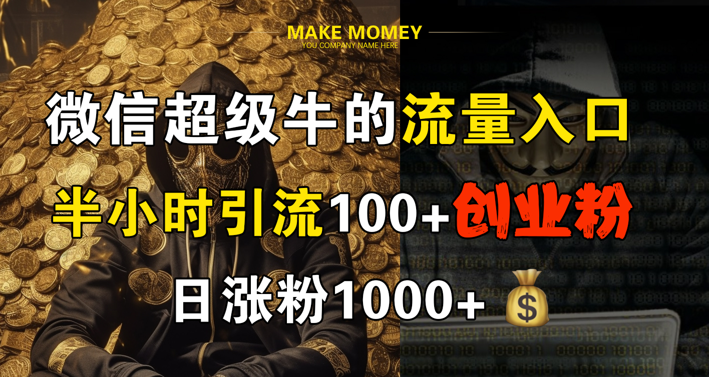 微信超级牛的流量入口，半小时引流100+创业粉，日涨粉1000+-翌晨科技网