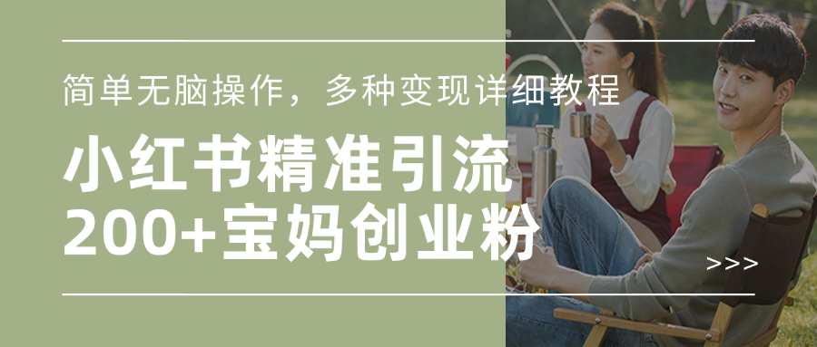 小红书精准日引200+宝妈创业粉，简单无脑操作，多种变现详细教程-翌晨科技网